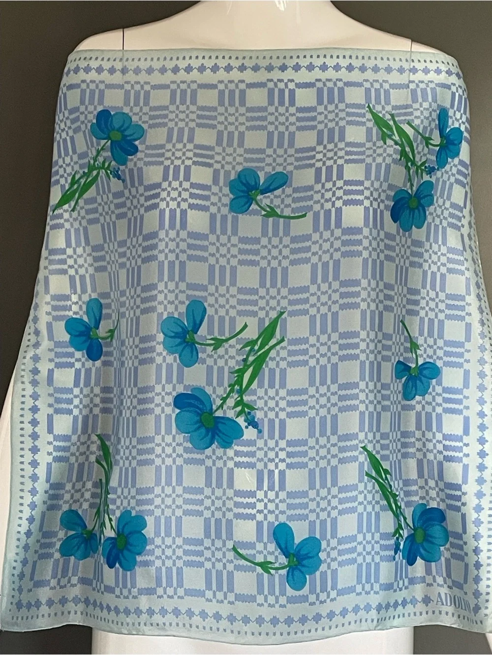 Vintage Adolfo Silk Scarf Delightful Florals 22 In Mint Condition
